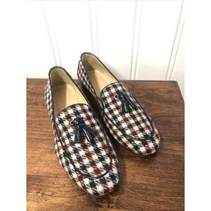 J. Crew Factory Plaid Loafers in Red, Blue, and Cream